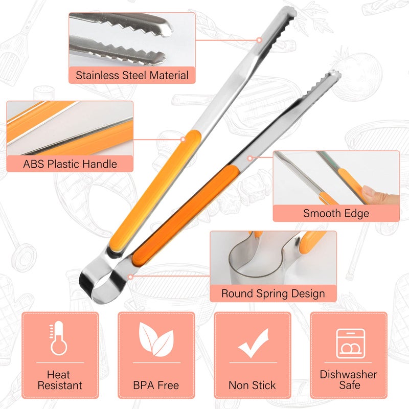 TXIN 3 Sizes BBQ Tongs, Colorful Professional Grill Tongs for Kitchen Cooking Serving, Stainless Steel Tongs for Grill Accessories - Image 3